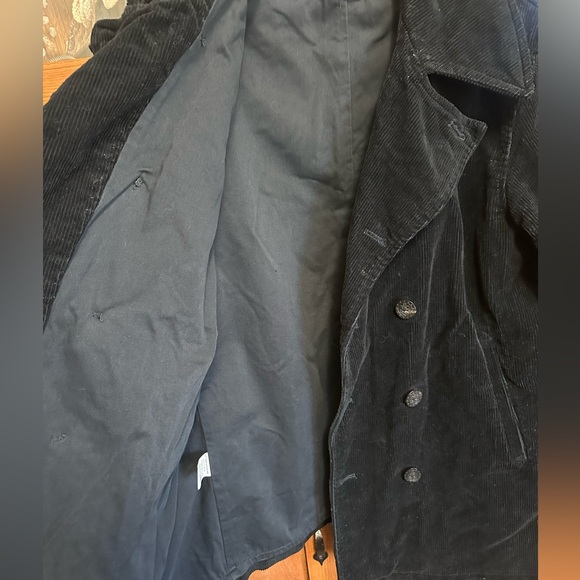The Bronson Mfg Heritage Corduroy Peacoat Double Breasted Coat Black Retro Sz 40 - Picture 9 of 10